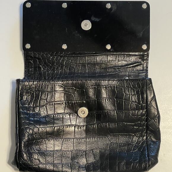 Jimmy Choo x H&M Leather Clutch Womens Black with Rhinestone Star Handbag - Picture 3 of 7